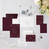 Dark Vintage Fantasy Wedding Invitations Merlot Signature Blank No Standard