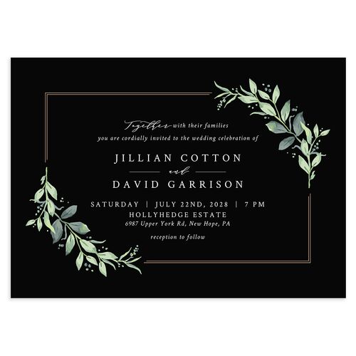Classic Greenery Wedding Invitations Midnight Signature Blank No Standard