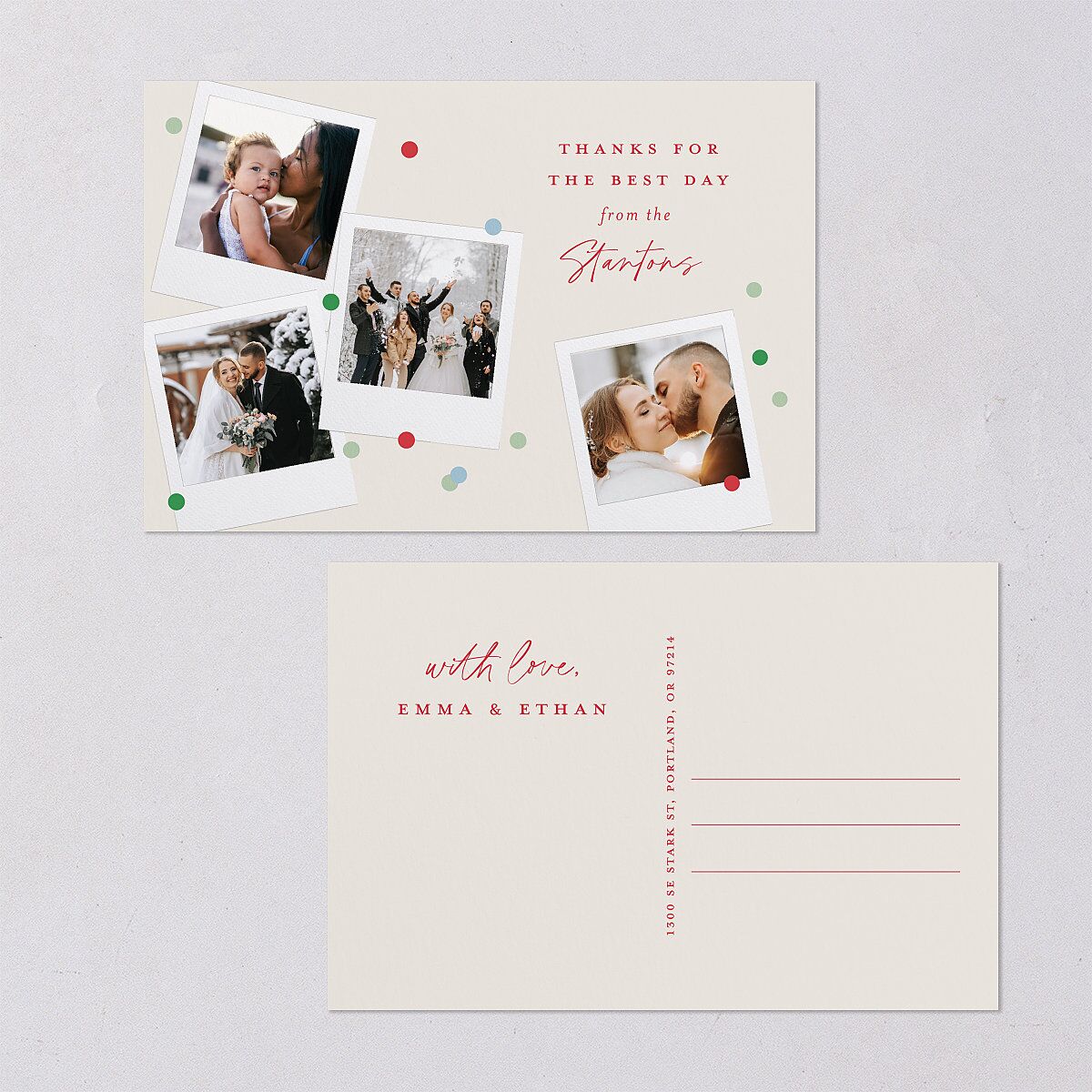 Instant Film Christmas Confetti Thank You Postcards Ivory