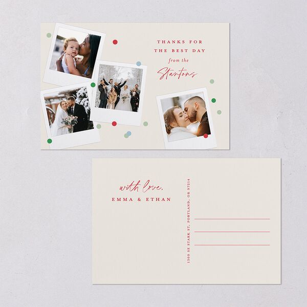 Instant Film Christmas Confetti Thank You Postcards Ivory