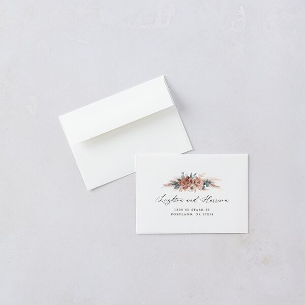 Pampas and Eucalyptus Floral Wedding Response Cards Desert Rose Signature Standard