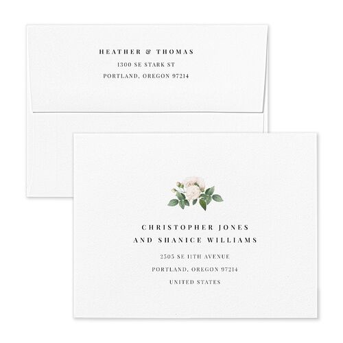 Classic Botanical Thank You Card Envelopes White Standard Turquoise Both Recipient and Return Addresses Signature