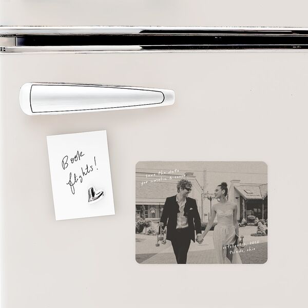Handwritten Photo Faux Postcard Save The Date Magnets Sand Magnet Paper
