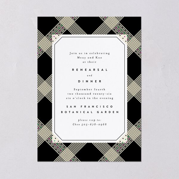 Mien Embroidery Rehearsal Dinner Invitations Midnight Signature Blank