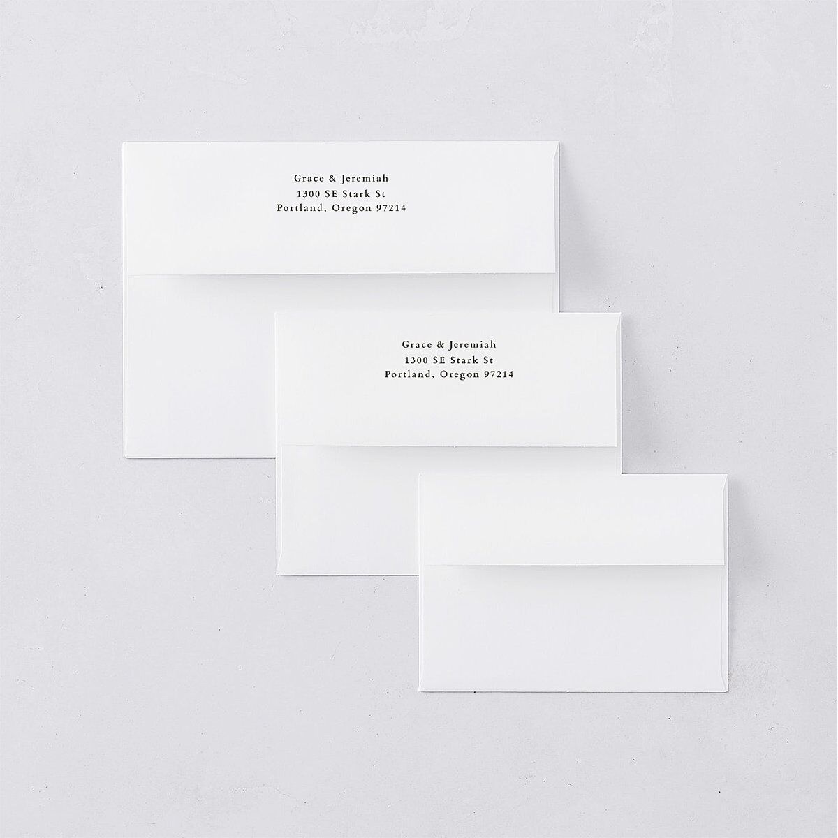Foundation Save the Date Magnet Envelopes White Pure White Both Recipient and Return Addresses Signature Standard