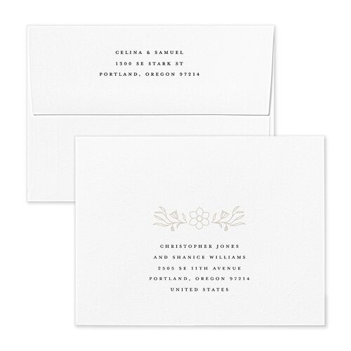 Floral Opulence Thank You Card Envelopes Rose Pure White Recipient Address Signature Standard