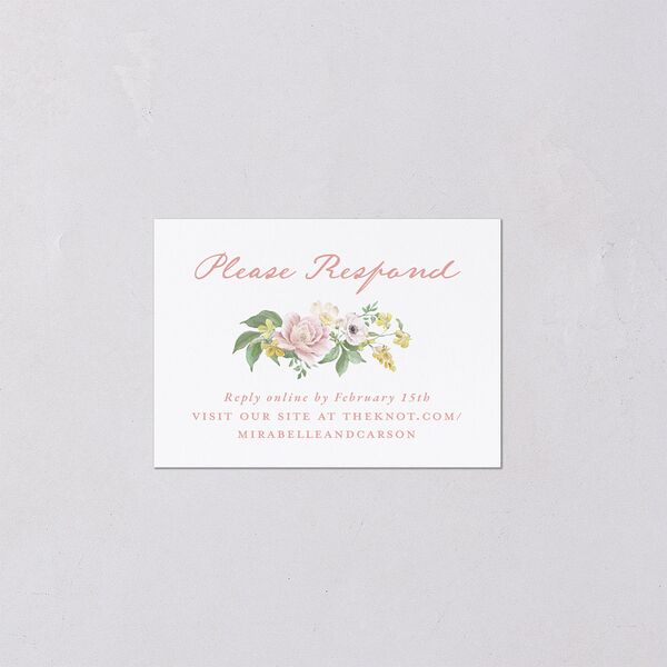 Maximalist Floral Crest QR Code RSVP Cards Pink Cotton Signature Standard