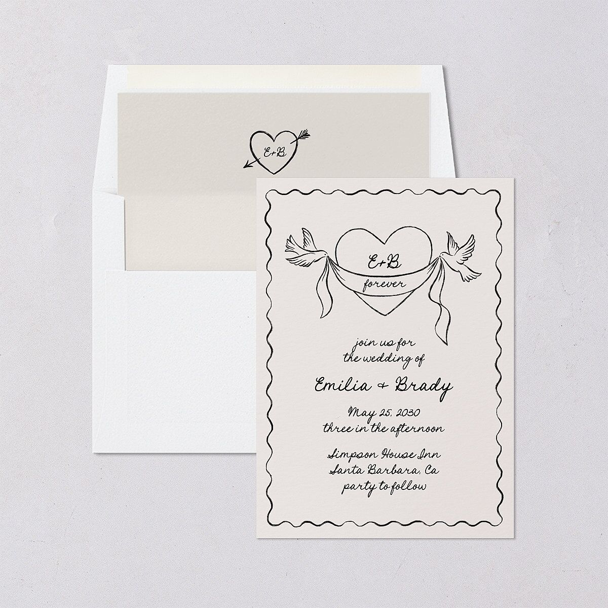 Vintage Lovebird Banner Envelope Liners Linen Standard