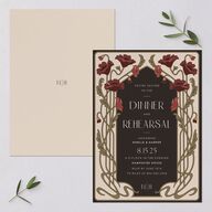 Vintage Nouveau Floral Rehearsal Dinner Invitations Merlot Signature Blank Standard