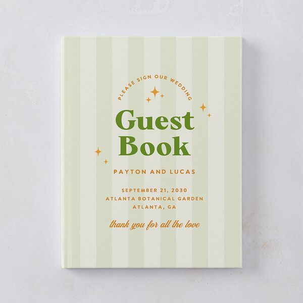 Colorful Retro Stripes Guest Books Sea Foam