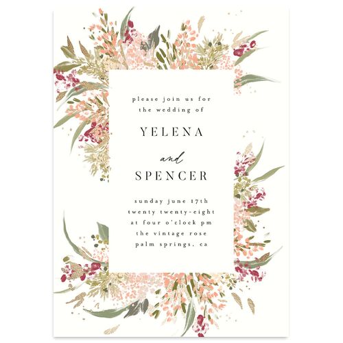 Moody Romance Wedding Invitations Gold Garnet Signature Blank No