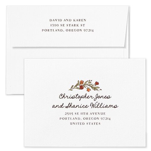 Hand Drawn Tablescape Wedding Invitation Envelopes Rose Linen Return Address Standard Signature