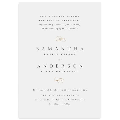 Flourishing Love Wedding Invitations Gold Charcoal Signature Blank No Standard
