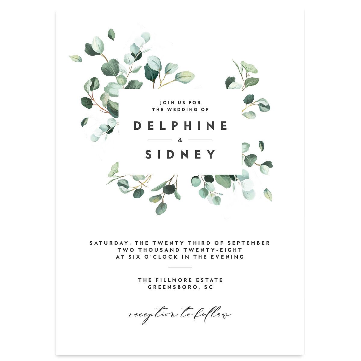 Modern Eucalyptus Wedding Invitations