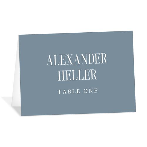 Elegant Wedding Of Place Cards Dusty Blue Signature