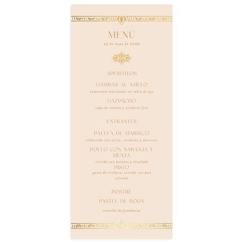 Hacienda Elegante Menus Gold Cinnamon Signature