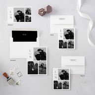 Editorial Monogram Save the Date Cards Pure White Signature smooth Blank No Standard