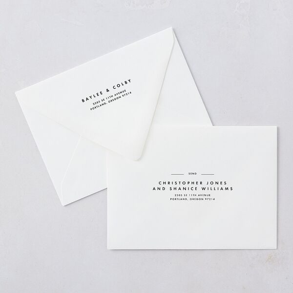 Moody Romantic Lace Floral Wedding Invitation Euro Envelopes Red Clay White Both Recipient and Return Addresses Luxe Signature