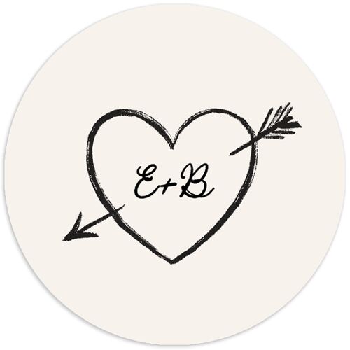 Vintage Lovebird Banner Wedding Stickers Linen Circle