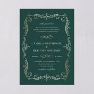 Antique Fairytale Foil Wedding Invitations Gold Dark Emerald Signature Blank No Standard