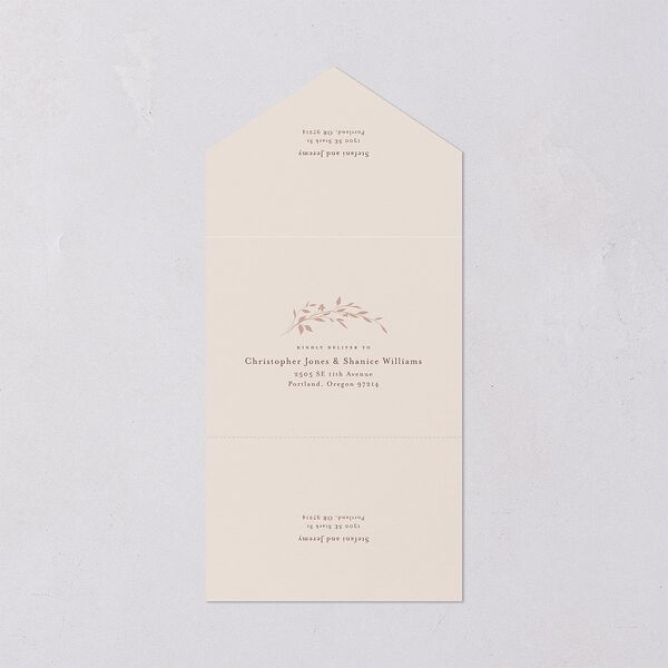 Oval Garland All-in-One Wedding Invitations Sepia Signature Light Both Recipient and Return Addresses No