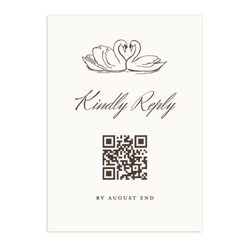 Elegant Swans QR Code RSVP Cards Sepia Signature Standard