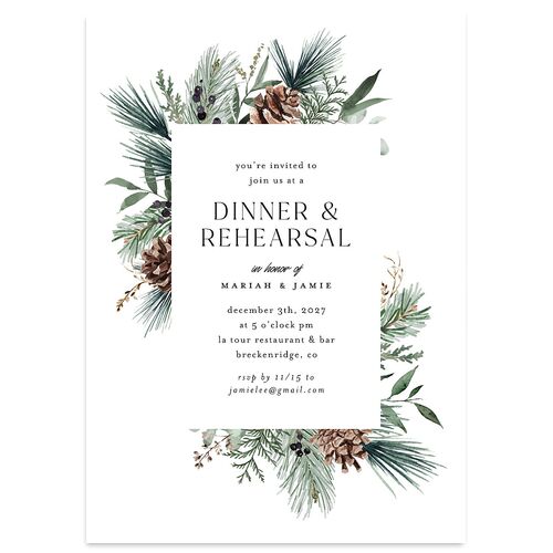 Rustic Pine Rehearsal Dinner Invitations Eucalyptus Signature Blank Standard