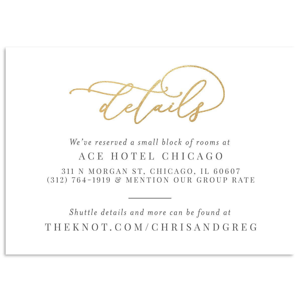 Romantic Calligraphy Foil Wedding Enclosure Cards