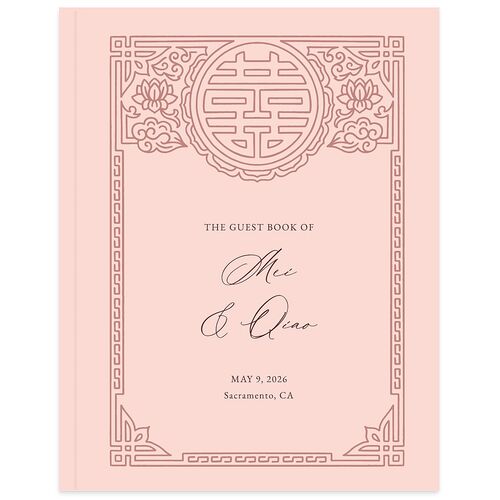 Double Happiness Wedding Guest Book Shell Pink