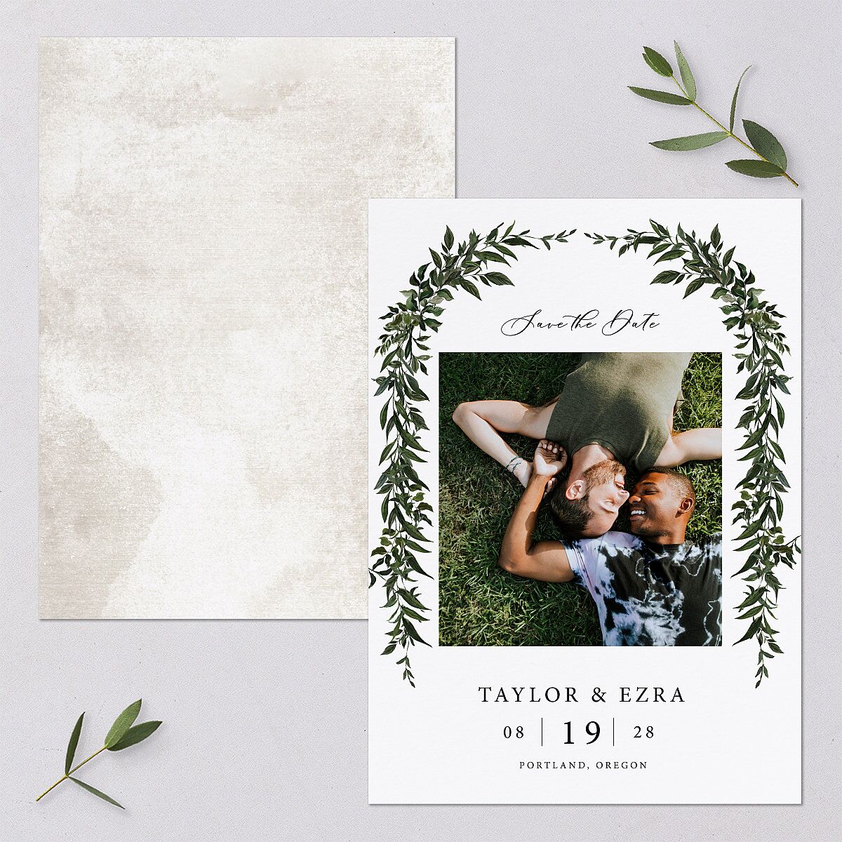 Rich Greenery Save The Date Cards Hunter Green Signature smooth Blank No Standard