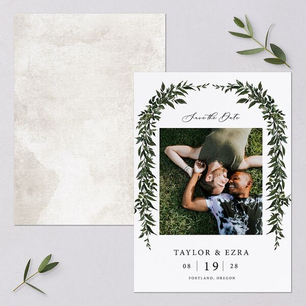 Rich Greenery Save The Date Cards Hunter Green Signature smooth Blank No Standard