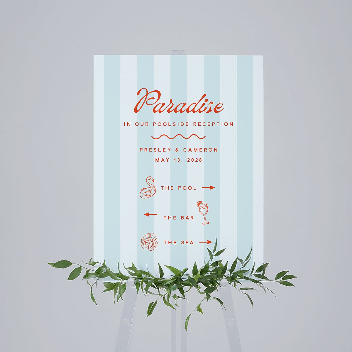 Cabana Stripes Standard Direction Sign Medium Pastel Blue Standard Indoor Foam Core M Direction