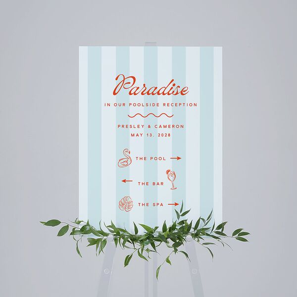 Cabana Stripes Standard Direction Sign Medium Pastel Blue Standard Indoor Foam Core M Direction