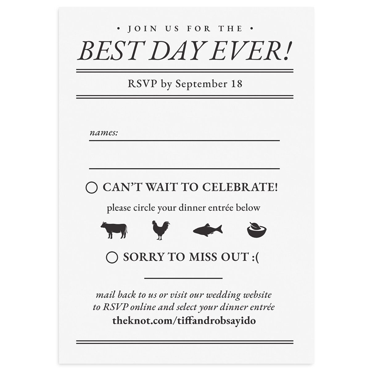 Newspaper Wedding Response Cards