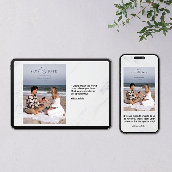 Elegant Lighthouse Digital Save the Date Cards Maritime Dusty Blue Lets Celebrate Standard