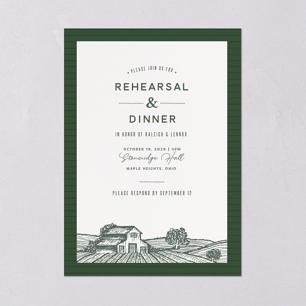 Country Farm Rehearsal Dinner Invitations — view 2