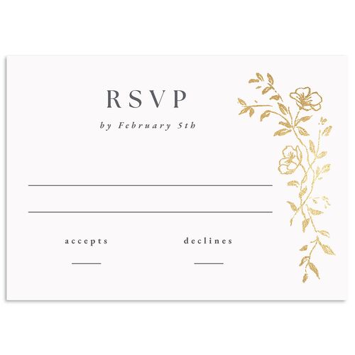 Gilded Branches Foil Wedding Response Cards Gold Dusty Blue Signature Standard