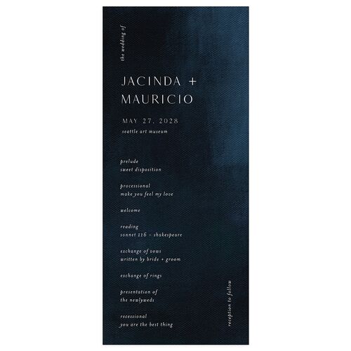 Modern Canvas Wedding Programs Dark Navy Signature