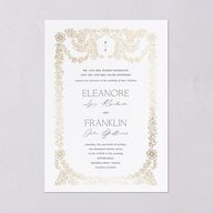Baroque Border Wedding Invitations Gold Pure White Signature Blank No
