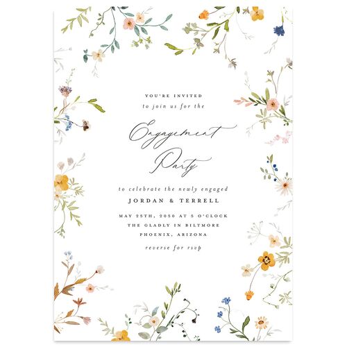 Dainty Wildflower Engagement Party Invitations Sunflower Signature Blank Standard