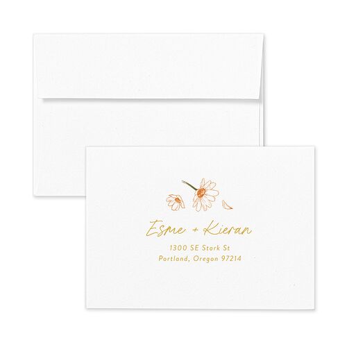 Monogram Daisies Response Card Envelopes Sunflower Rose Return Address Signature Standard