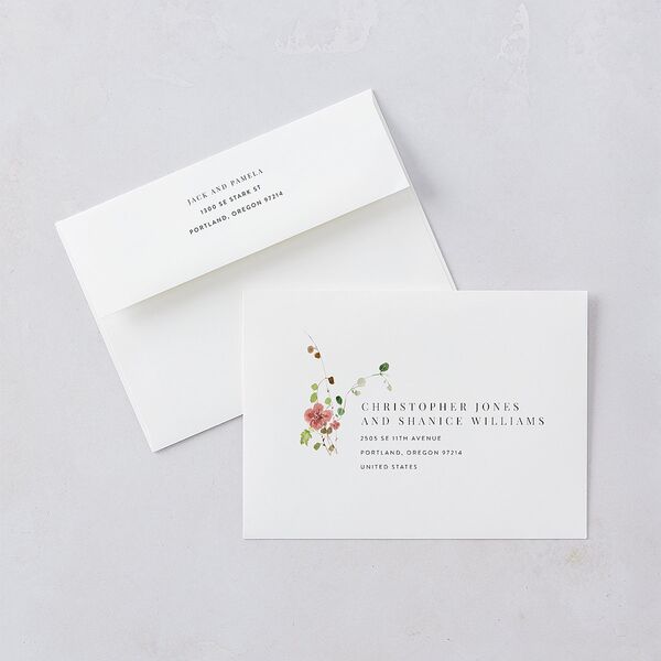 Glistening Wildflower Foil Wedding Invitations Gold Soft Peach Signature Blank No Standard