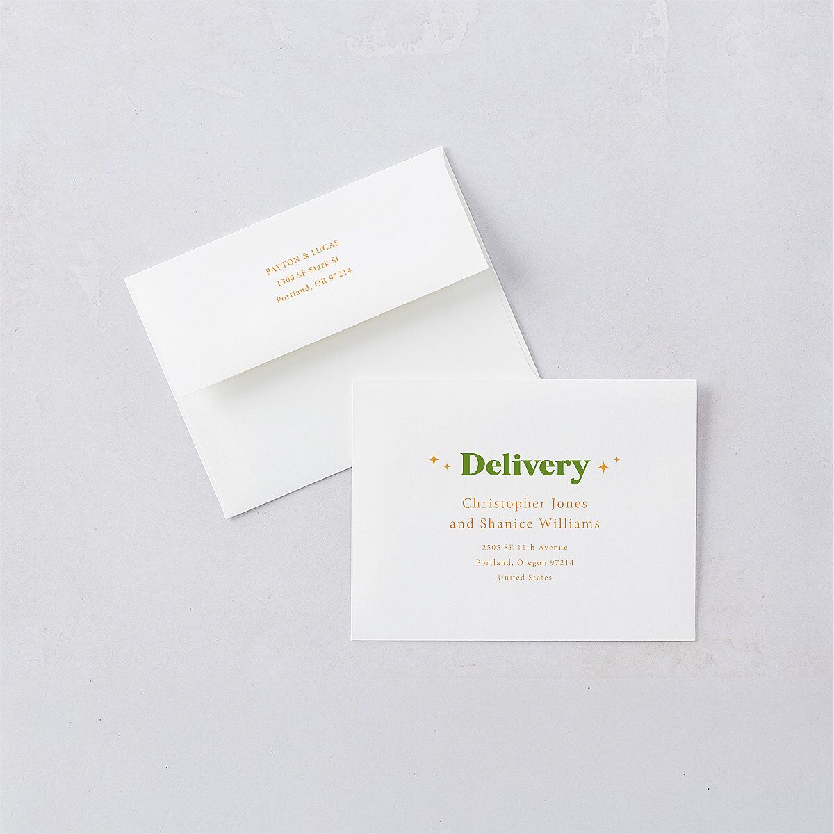 Colorful Retro Stripes Thank You Card Envelopes White Sea Foam Both Recipient and Return Addresses Signature Standard