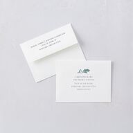 Elegant Nouveau Thank You Card Envelopes White Dark Emerald Both Recipient and Return Addresses Signature Standard