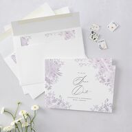 Monochrome Blooms Save the Date Cards Gold Sheer Lilac Signature smooth Blank No