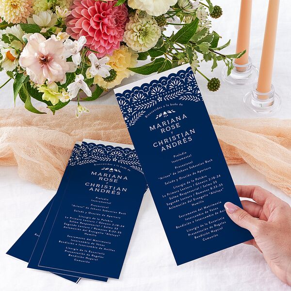 Papel Picado Wedding Programs Navy Signature