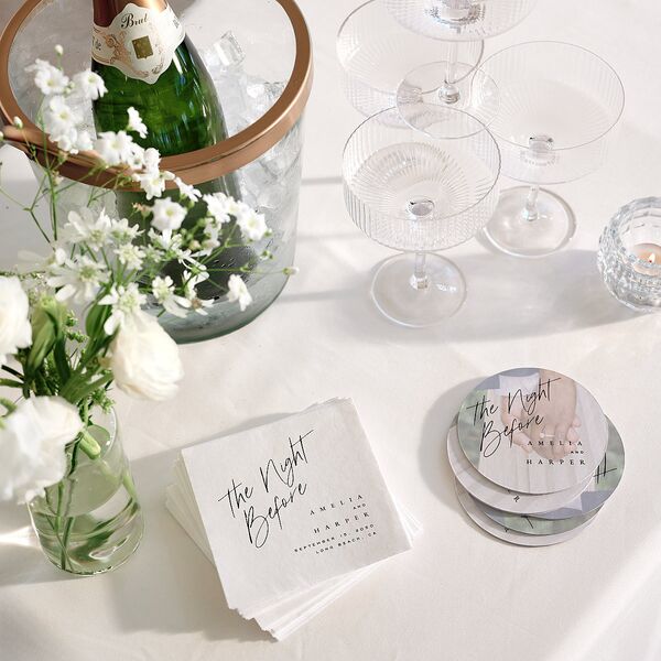 The Night Before You Are Mine Photo Wedding Day Coasters Pure White Cardboard Circle