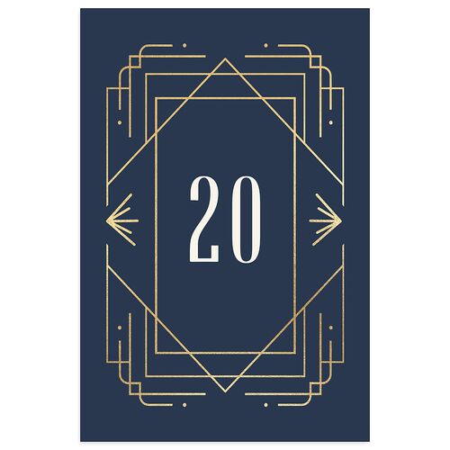 Vintage Deco Table Numbers Gold Moody Blue Signature