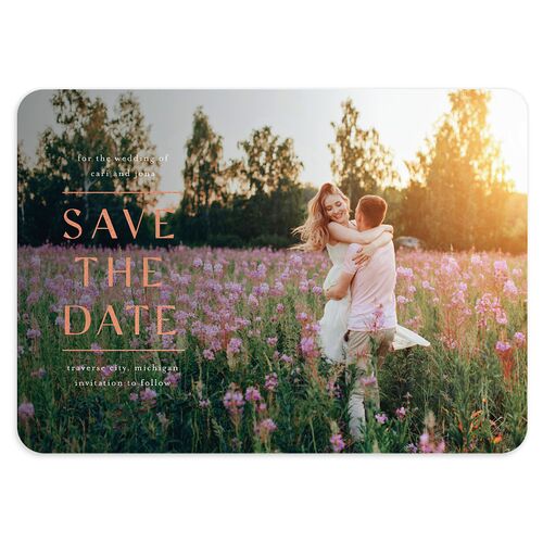 Scattered Blossoms Save The Date Cards Rose Gold Sage Signature smooth Blank No Rounded
