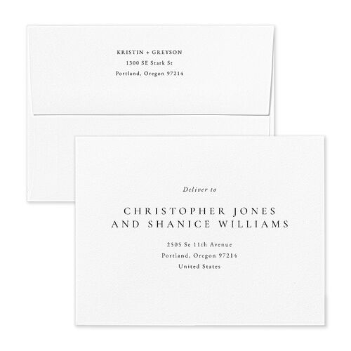 Minimal Rings Thank You Card Envelopes White Pure White Both Recipient and Return Addresses Signature Standard